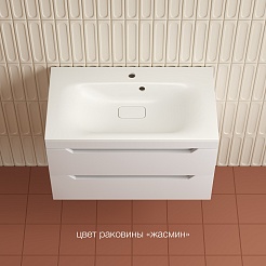 Style Line Тумба с кварцевой раковиной антрацит Остин 80 подвесная жасмин – фотография-2